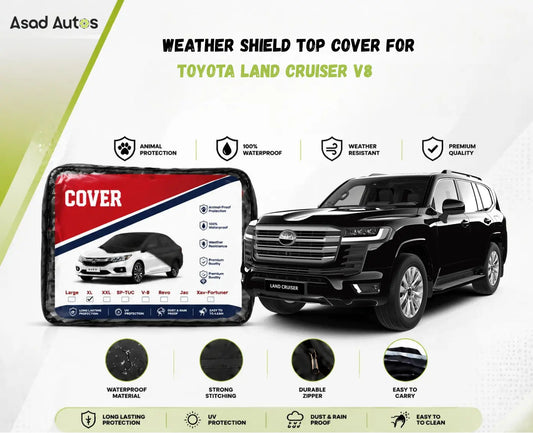 Weather shield black top cover custom fit on Toyota Land Cruiser V8 2008-2021 SUV for all-weather protection - Asad Autos