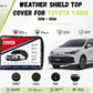 Weather shield top cover protecting Toyota Yaris 2018-2026 from rain and dust while parked outdoors - Asad Autos